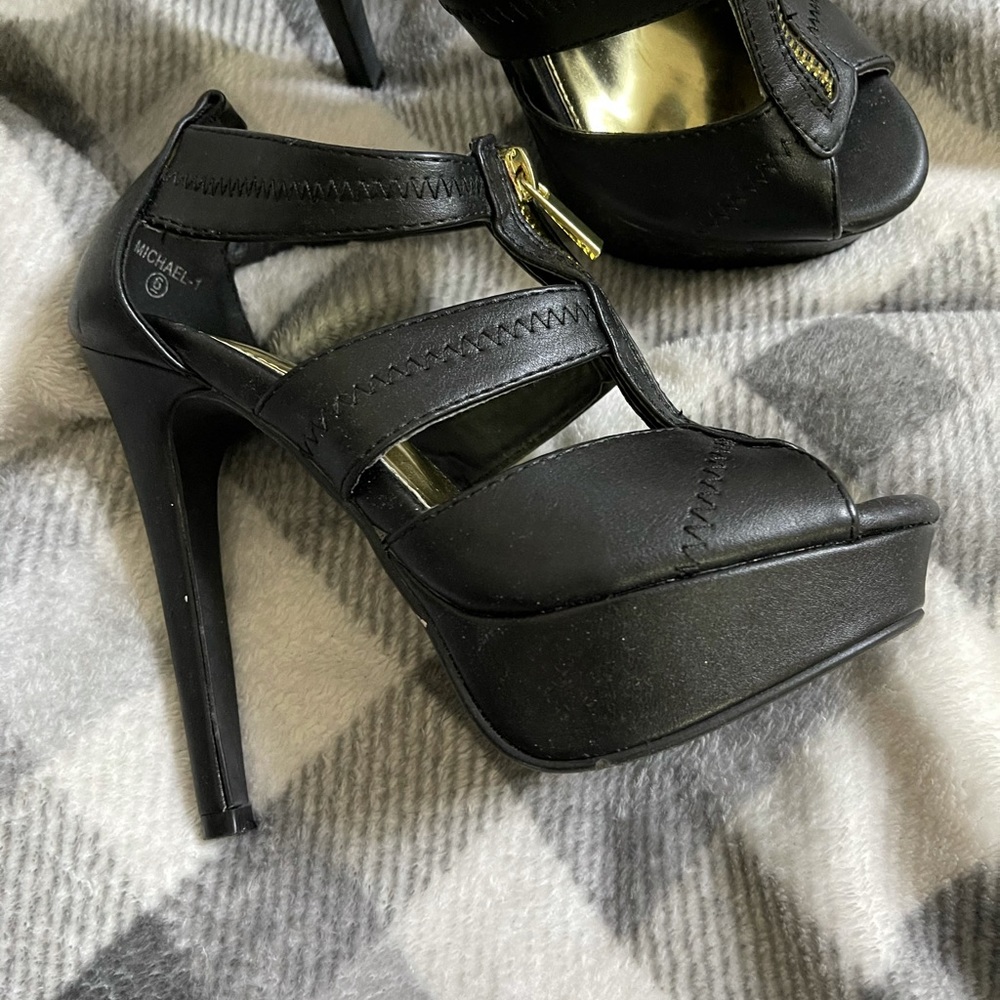 Sexy Black 6 inch peep toe high heels - Picture 3 of 8